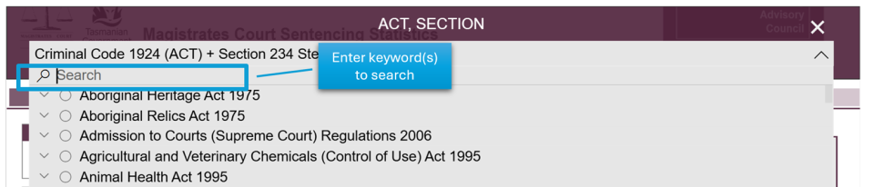 Section search